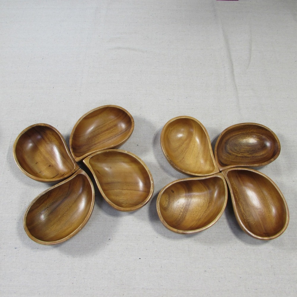 MCM set of 8 Monkey Pod Wood Serving Bowls Made in Philippines by Leilani